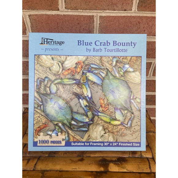 Blue Crab Bounty Puzzle by Barb Tourtillotte Shrimp 1000 Pieces - Picture 4 of 4
